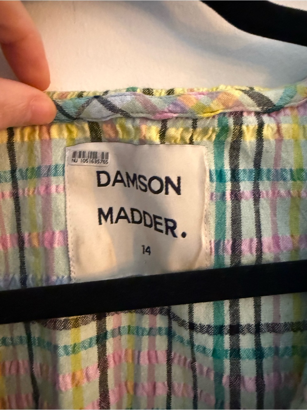 Women’s Pastel Plaid Puff-Sleeve Dress - Green - Picture 2 of 5